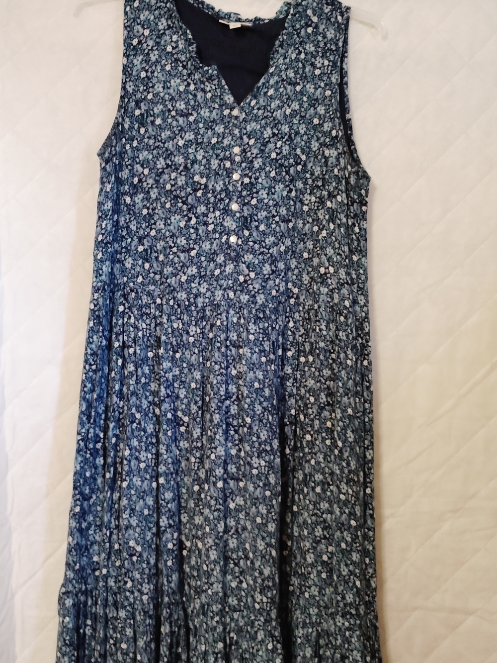 Style & Co. Navy Blue Floral Button-Front Sleeveless Maxi Dress Size Large
